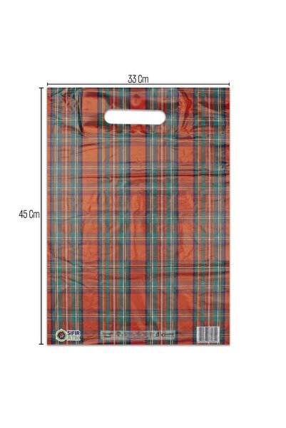 Genel Markalar No:3 (33*45) Kırmızı Ekose Desenli Takviyeli Elgeçme Poşet 50 Adet