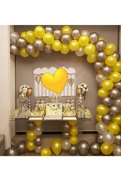 BEST PARTİ DOĞUM GÜNÜ PARTİ SÜSLERİ 100 Pieces Metallic Balloon Chain (gold-silver-white-mixed) +balloon Chain Gift