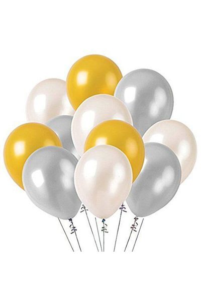 BEST PARTİ DOĞUM GÜNÜ PARTİ SÜSLERİ 100 Pieces Metallic Balloon Chain (gold-silver-white-mixed) +balloon Chain Gift