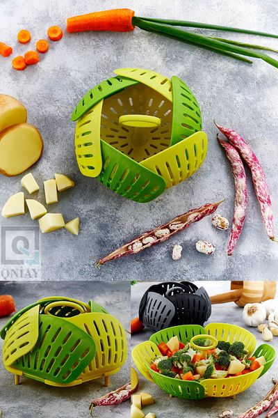 QNİAY New Luxury Practical Steaming Delicious Vegetable Fruit Boiling Cooking Basket Foldable Boiler Apparatus