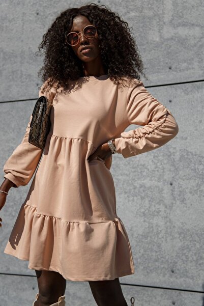 fasardi Arkası Fiyonk Detaylı Rahat Kesim Elbise Tunik