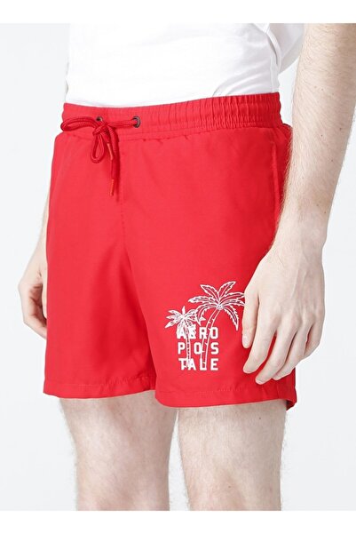 Aeropostale Standart Baskılı Kırmızı Erkek Şort Mayo