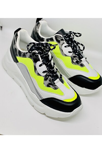 Jabi Kadın Zare Fosforlu Bağcıklı Rahat Spor Ayakkabı