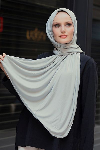 Stella Eşarp Women's Combed Cotton Shawl Light Gray