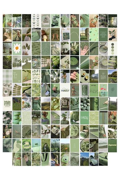 Postifull Σετ αφίσας Soft Green Vintage - Αυτοκόλλητο Κολάζ - 130 Τεμάχια - 10cm*15cm