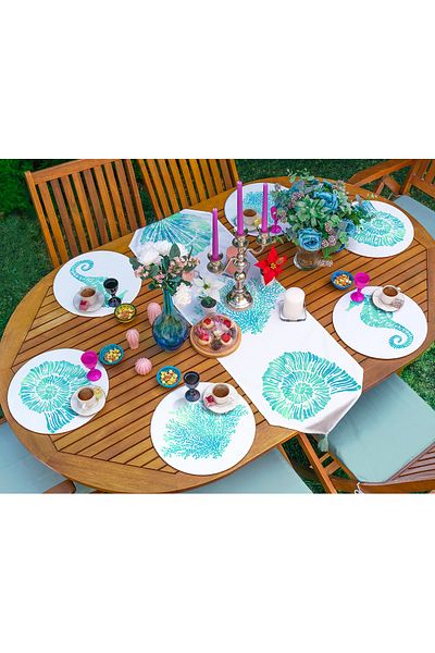 Realhomes Set de 6 piese Turcoaz Sea Creatures Special Design Supla Runner Set