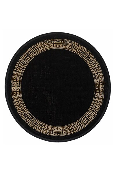 GÜMÜŞSUYU Black&brown 11298 120x120 Siyah Doğal Iplik Viskon Daire Halılar Mo...