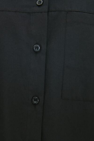 Trendyol Modest Základní tkaná košile s černým balónovým rukávem s dlouhou zadní kapsou TCTSS21GO0976