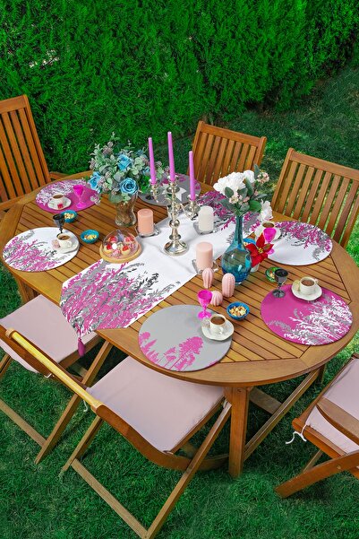 Realhomes 6+1 bucăți colaj gri și fucsia Set Supla Runner special conceput