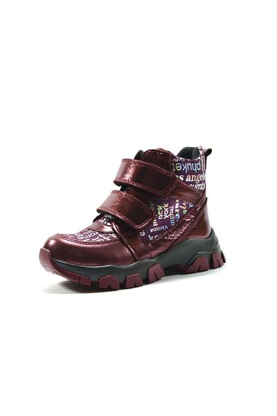 PİNKY PİNKY 770 Genuine Leather Claret Red Velcro Girls' Boots
