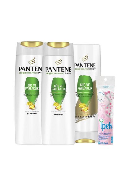 Pantene 400 ml x 2 Strength and Shine Shampoo - Hair Care Cream 360 ml Makeup Cotton