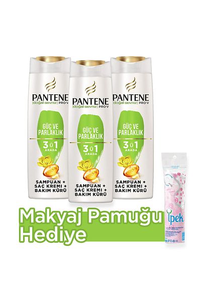 Pantene 400 ml X 3 Makeup Cotton - Strength and Shine Care Cure, 1 in Shampoo Cream