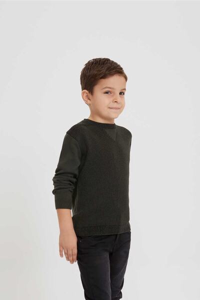 Lee Cooper Boy's Trixie O-Neck Sweater Khaki-Black 201 LCB241002