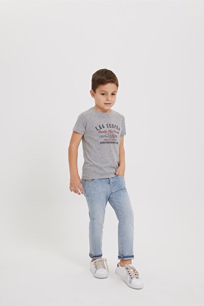 Lee Cooper تي شيرت للأولاد برقبة دائرية باللون الرمادي ميلانج 202 LCB242008