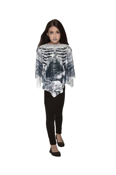 Herkese Kostüm Halloween Children's Skeleton Poncho Cloak Age 3-8