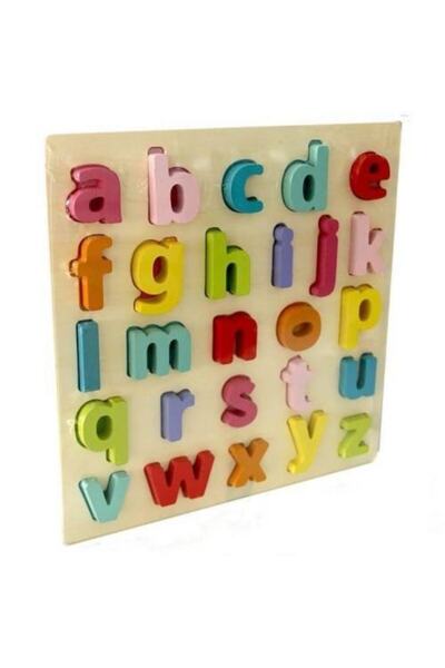 Okçu Ahşap Harf Puzzle Bultak Türkçe - Ingilizce Renkli Alfabe Çocuklar Ve Bebekler Için Eğitici Oyuncak
