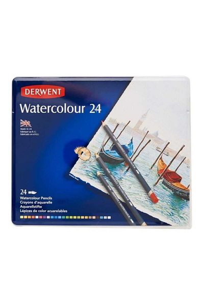 Derwent Watercolor Pencil Water Color Pen Set 24 Piece Tin Box