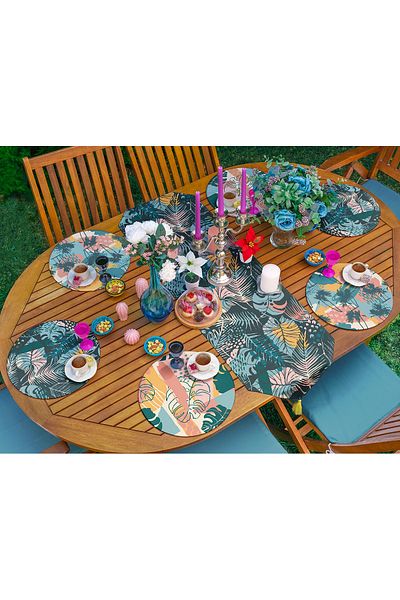 Realhomes Set de alergători Supla cu 6+1 frunze tropicale colorate