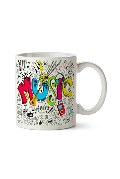ART HEDİYE كوب مطبوع عليه موسيقى الحب على الجانبين