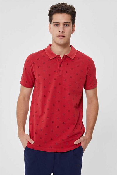 Lee Cooper Men's Pool Pique Polo Neck T-Shirt Red 192 LCM242039