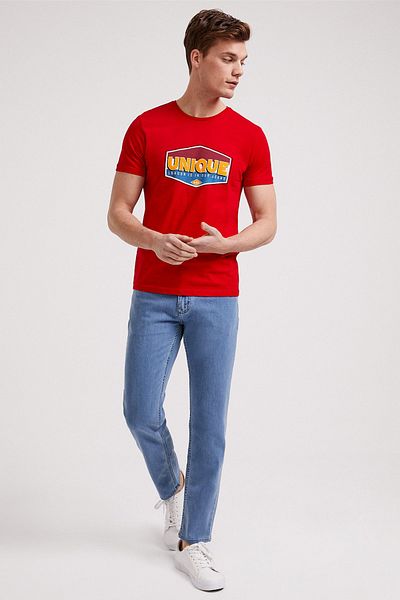Lee Cooper Men's Unique O-Neck T-Shirt Red 202 LCM242025