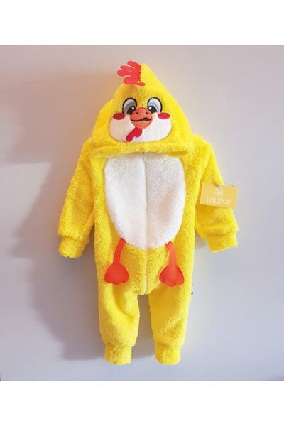 lolipop bebe بذلة أطفال قطيفة لطيفة على شكل كتكوت ويلسوفت باللون الأصفر