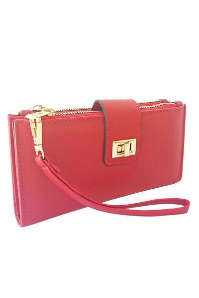 Lederax Lockable Faux Leather Women's Card Holder Wallet with Phone Compartment