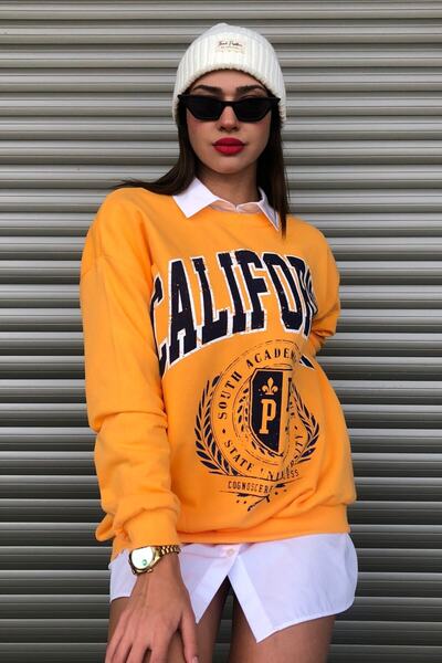 MODAGEN Γυναικείο φούτερ με στάμπα California σε κίτρινο χρώμα