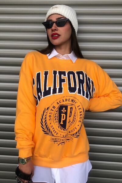 MODAGEN Γυναικείο φούτερ με στάμπα California σε κίτρινο χρώμα