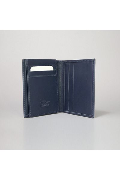 BON CARNET Acar Keops Δερμάτινο κάθετο ανδρικό πορτοφόλι Navy Blue 8,6*10 cm