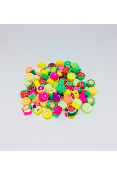 YAĞMUR BİJUTERİ 25 قطعة من خرز فيمو على شكل فواكه متنوعة مقاس 10 مم