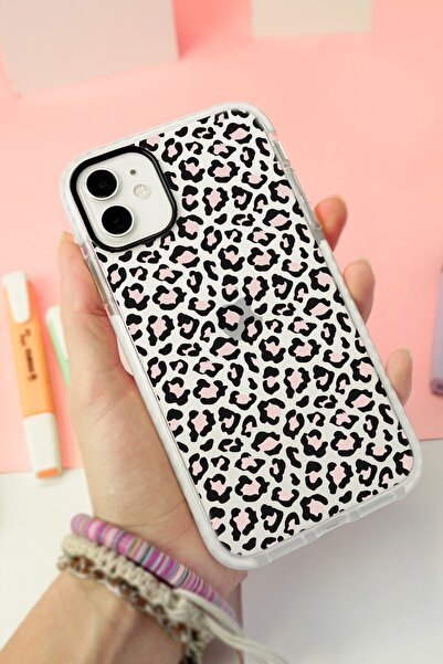 Spoyi Iphone 11 Leopar Tasarımlı Beyaz Lup Telefon Kılıfı