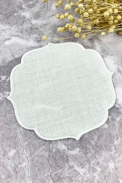 WEARE2 White Colored Embroidered Linen Effect Cocktail Napkin