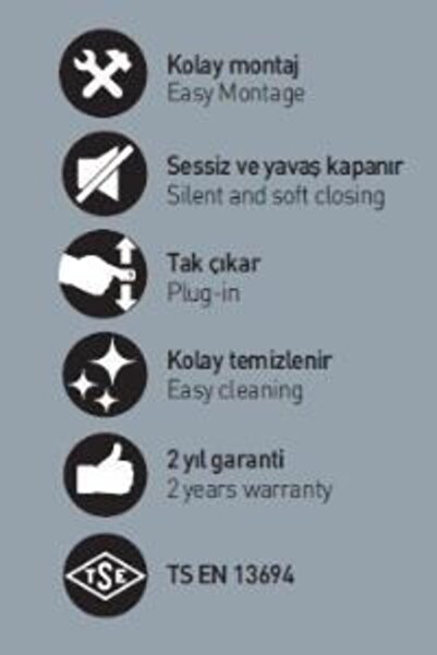 NKP Kare Slim Duroplast Metal Menteşeli Yavaş Kapanır Klozet Kapağı