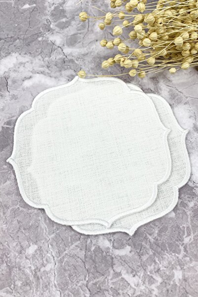 WEARE2 Șervețele de cocktail din 2 piese, cu efect de in, brodate, de culoare...