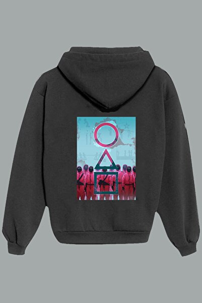 IvırZıvır Унисекс черна блуза с принт на гърба от Squid Game