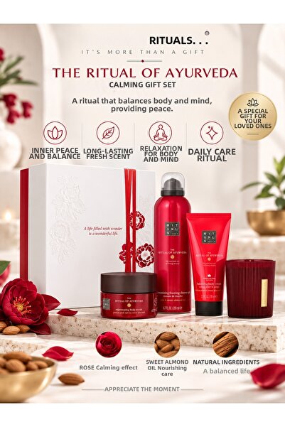 Rituals مجموعة هدايا مهدئة من رituál of Ayurveda - تحتوي على الورد الهندي وزي...