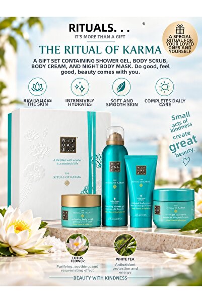 Rituals مجموعة هدايا رituál Of Karma لتقشير الجسم وغسول الجسم وكريم الجسم وقن...