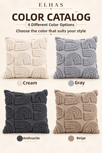 ELHAS Embossed Patterned Soft Textured Decorative Throw Pillow Cover Modern and Stylish Pillow Cover (1 Piece)