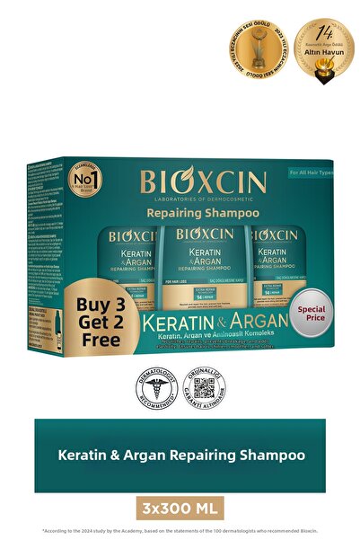 Bioxcin Keratín a arganový regeneračný šampón 300 ml - Kúpte 3 a získajte 2