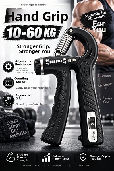 Milena Life Adjustable Hand Spring 10-60 Kg, Hand Grip Strengthener with Coun...