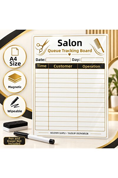 Pass Pano Hairdresser Queue Tracking Board A4 Cellophane Covered Writable and...