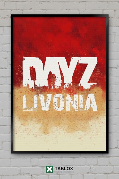 TABLOX Αφίσα χάρτη του παιχνιδιού Dayz Livonia Zombie Survival με κορνίζα Δια...
