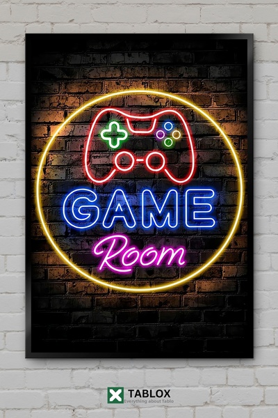 TABLOX Gaming Room Orașul jocurilor Poster neon Design pentru gameri Aspect c...