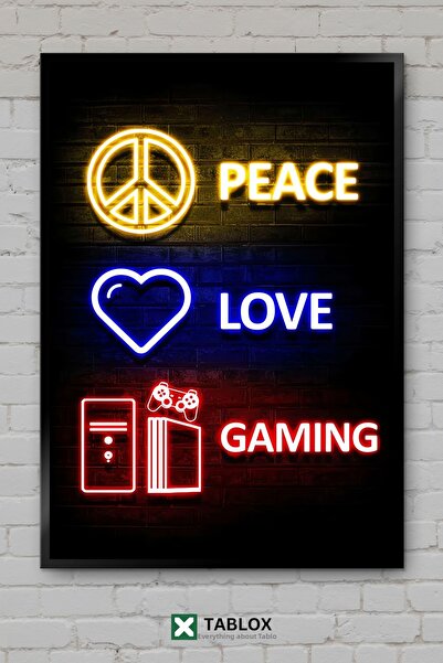TABLOX Peace Love Gaming Αφίσα Gamer με θέμα την Ειρήνη και την Αγάπη, Διακοσ...