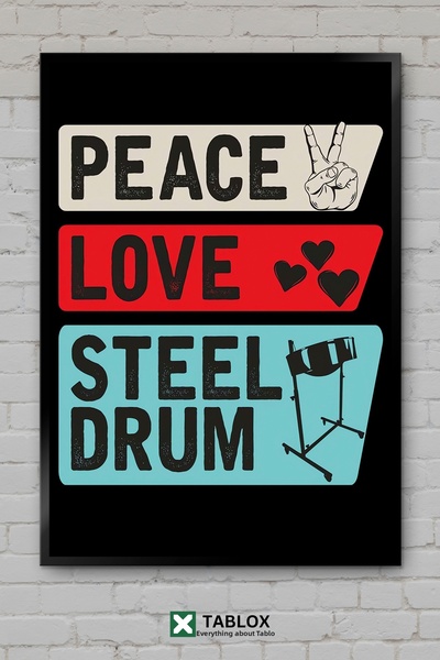 TABLOX Peace Love Steel Drum Peace Love Steel Drum Poster Frame Look Decorati...