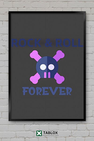 TABLOX Poster Rock Roll Forever Music Forever, tablou decorativ vintage înrăm...