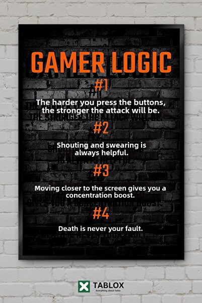 TABLOX Gamer Game Gaming Oyuncu Νέον Αφίσα Τοίχου Τέχνης με Κορνίζα Διακοσμητ...