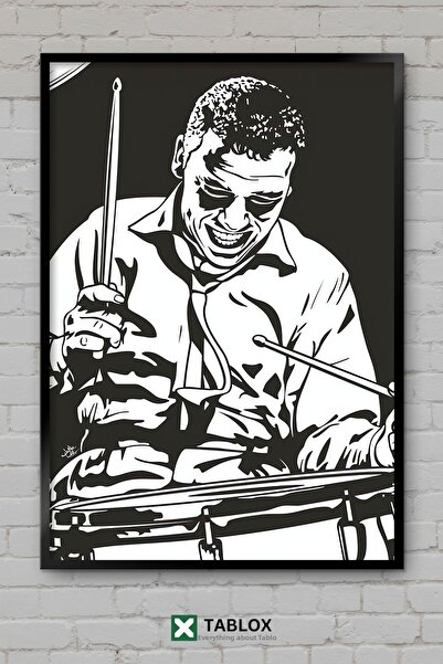 TABLOX Buddy Rich Jazz Drummer Musician Πορτρέτο Αφίσα με Πλαίσιο Διακοσμητικ...