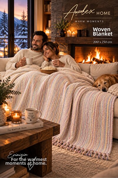 Asilex Home Collection Double Cotton Blanket 200X250 cm Premium 1250 Gr Doubl...
